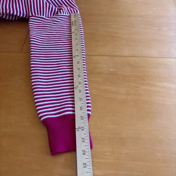 Elodie L NWT fuchsia pink orange and white striped crewneck sweater - Picture 10 of 10